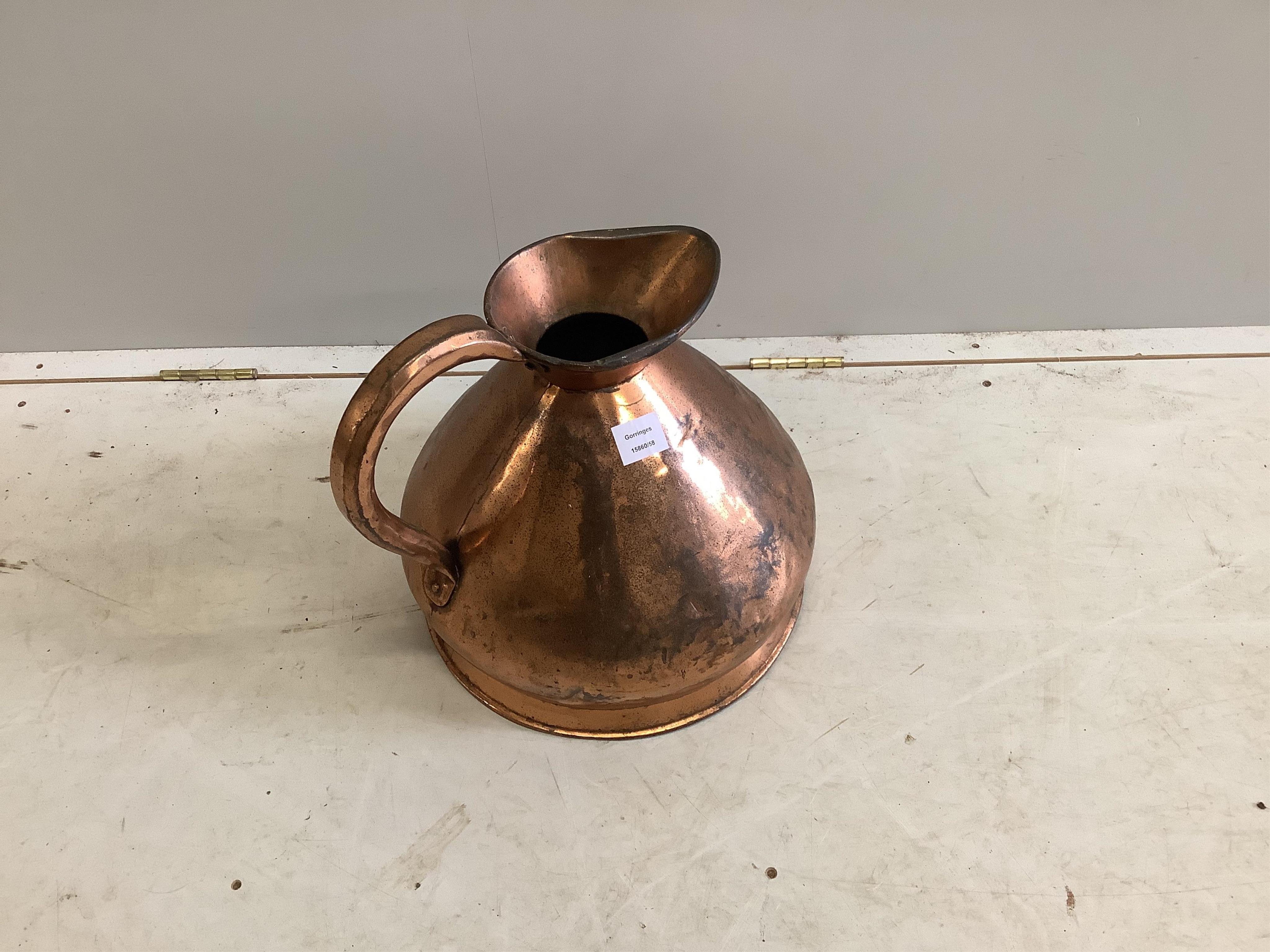 A Victorian copper measure, height 40cm. Condition - fair